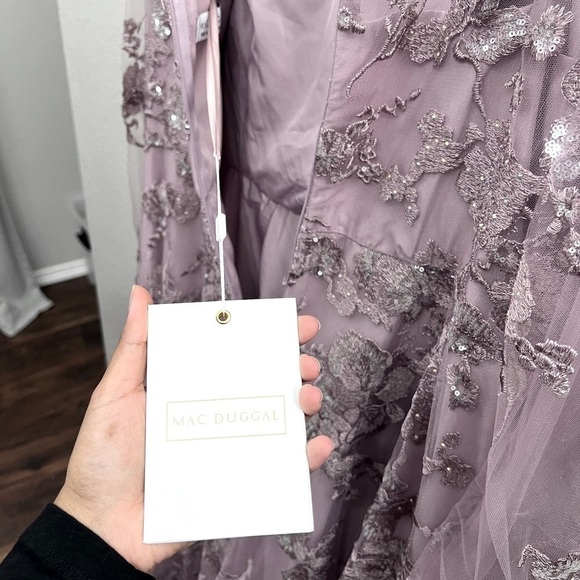 NEW $598 MAC DUGGAL 50664 LILAC FLORAL ILLUSION GOWN Size 18 - Picture 14 of 16